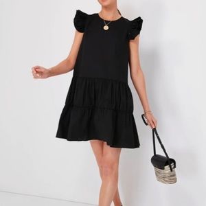 Tuckernuck Pomander Place Dress Corrine Flutter Sleeve Black Mini Dress